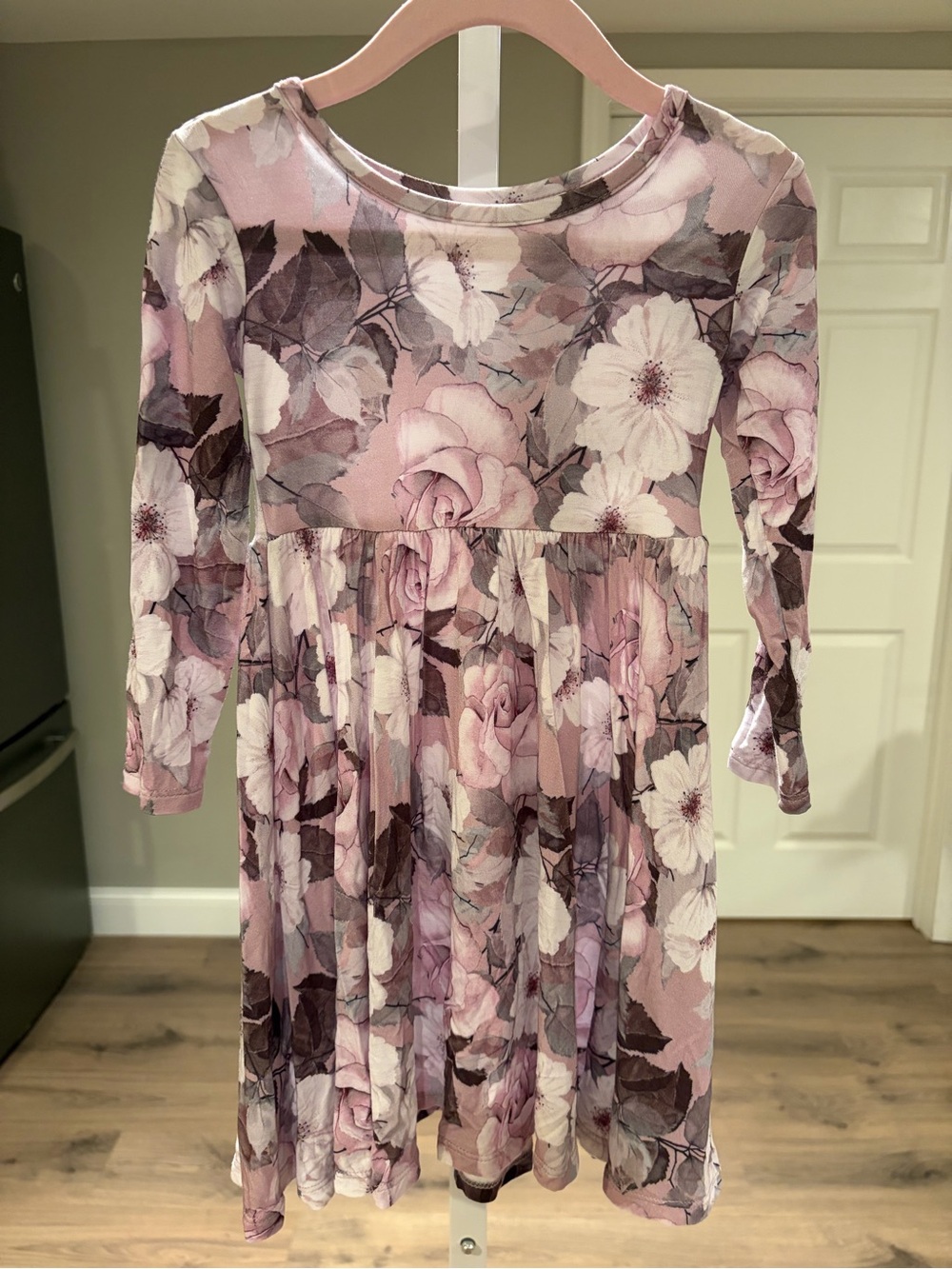 Posh Peanut Nikki Pink Cream Floral Long-Sleeve Twirl Dress, 2T